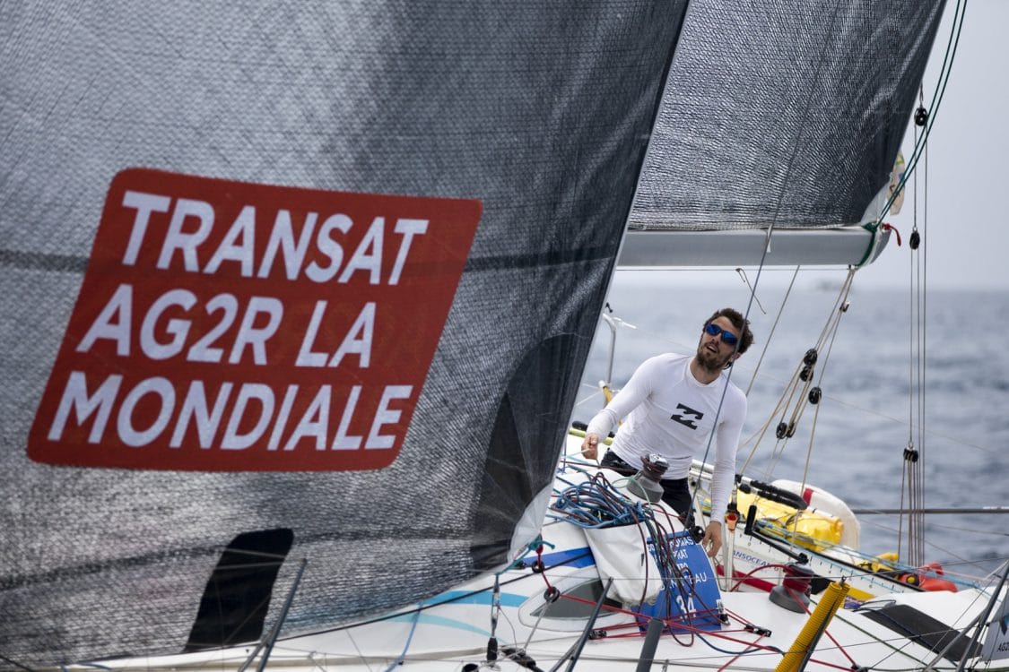 2016, ARRIVEE, ERWAN TABARLY, FIGARO, GEDIMAT, SAINT BARTHELEMY, THIERRY CHABAGNY, TRANSAT AG2R LA MONDIALE, VOILE